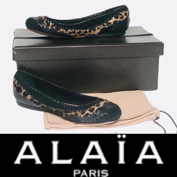 Alaia Shoes - RELIST TOMORROW LAST CHANCE Alaia Bl Python/Leopard Pony Hair Trim Ballet Flat